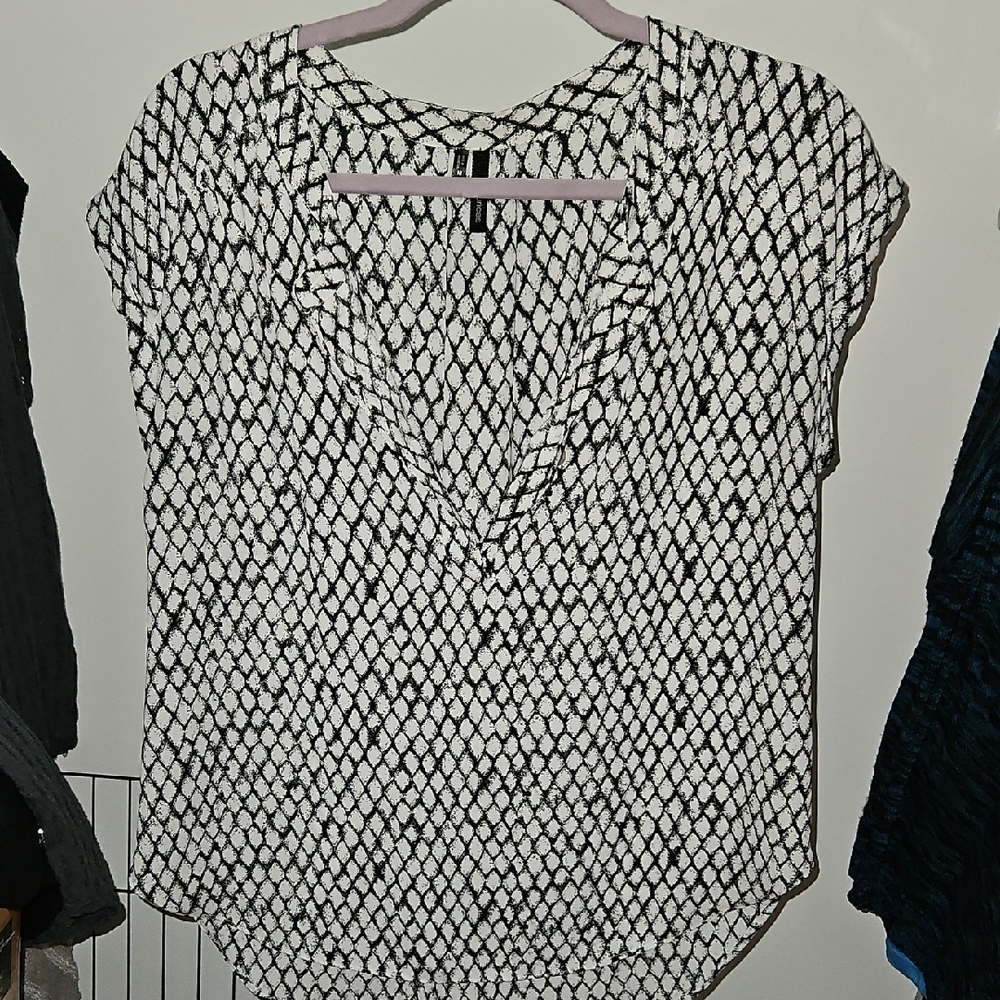 Maurices Black and White Patterned Blouse